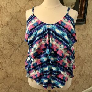 Tankini 3-Tier Ruffled Swim Top
